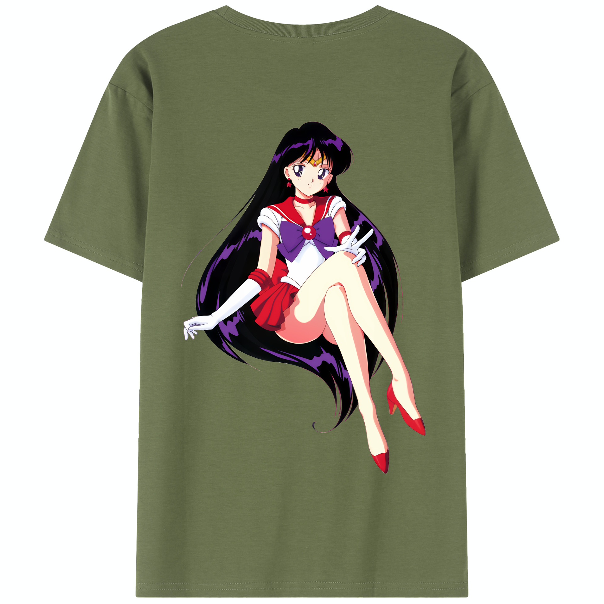 （画像用） 美少女戦士セーラームーン 火野レイ ひの レイ Sailor Moon Hino Rei （セーラーマーズ,Sailor Mars） 綿100％半袖Tシャツ（背面プリント）
